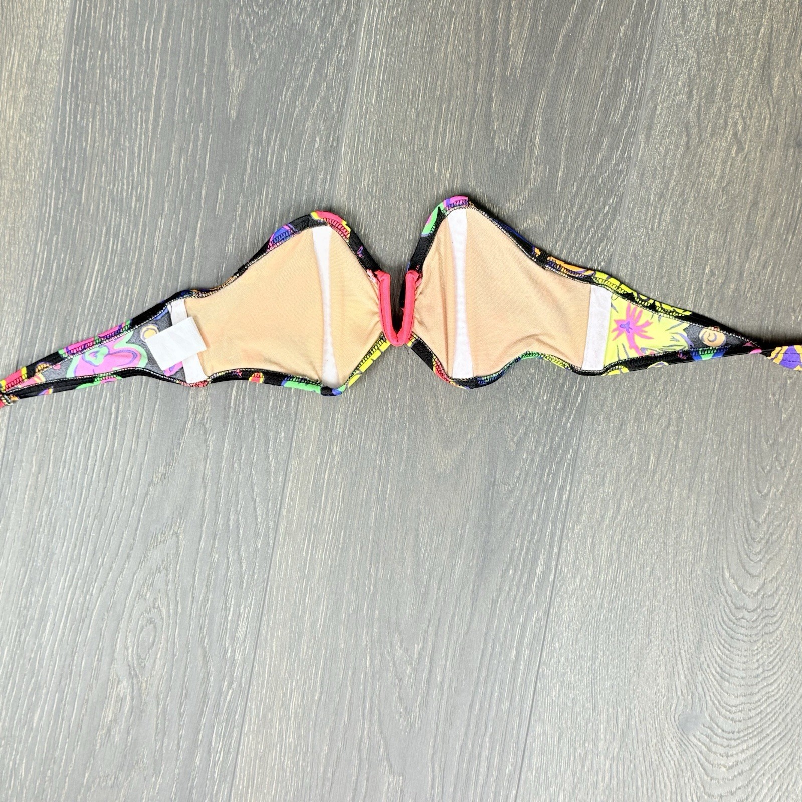 Vtg 90’s HOBIE Neon Notch Bandeau Bikini Top & Bottom Sz 5/6 Small MADE IN USA