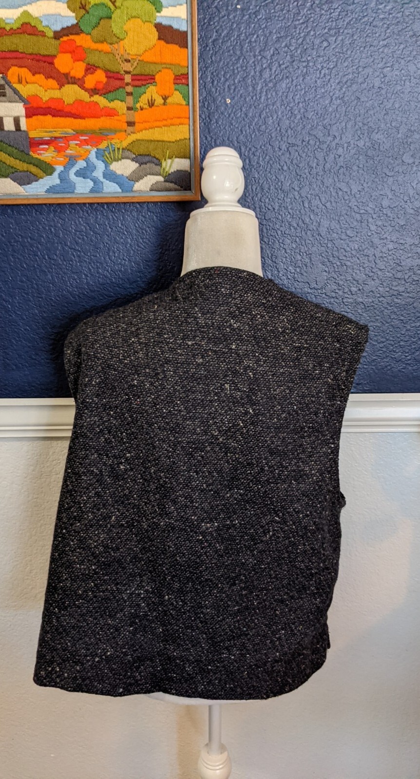 VTG Weathered by Natural Threads Gray Textured Sleeveless Button Vest Sz Large L