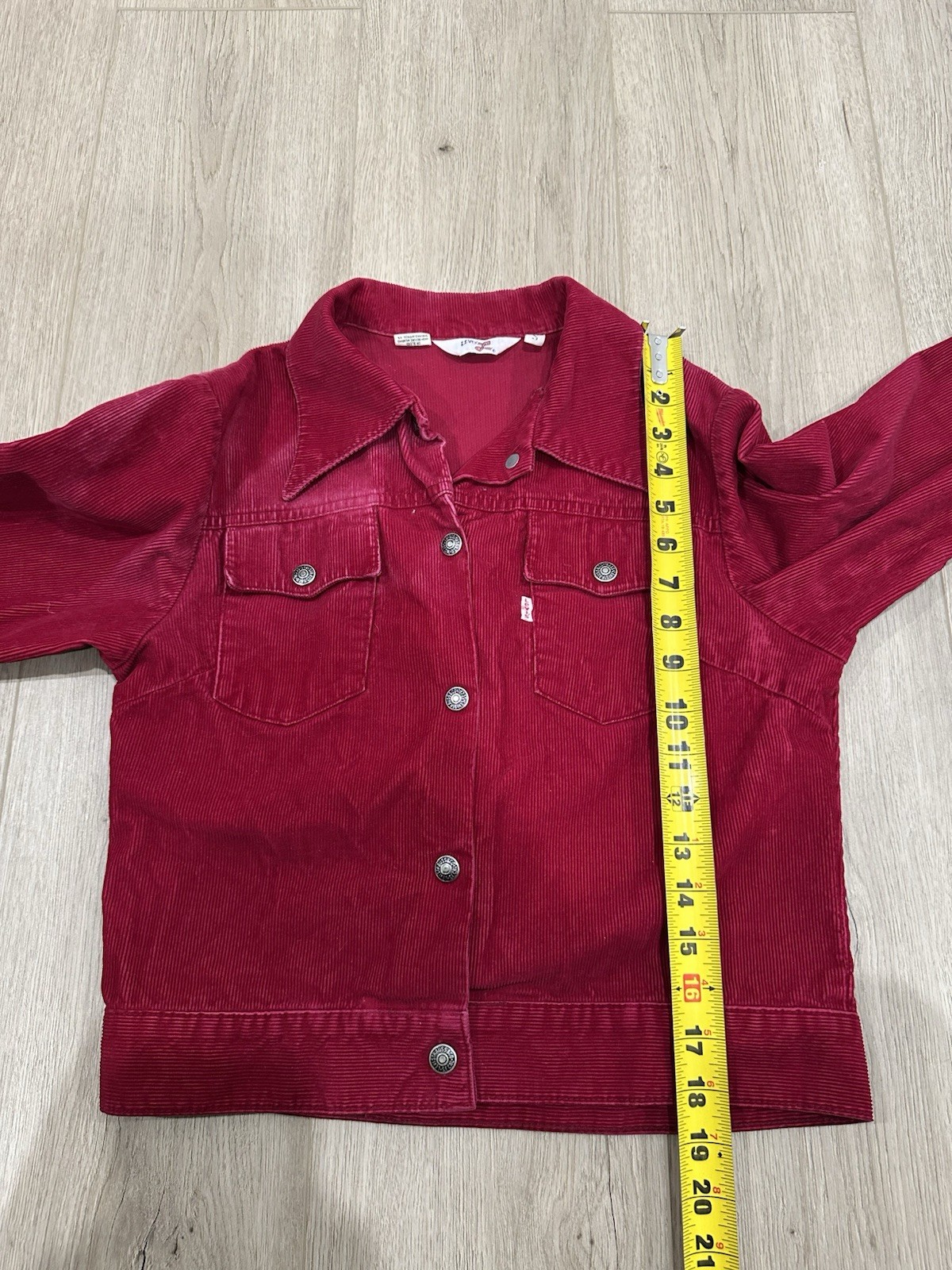 Levi’s White Tab Big E Red Boho Hippie Corduroy Snap Jacket VTG 70’s Women’s