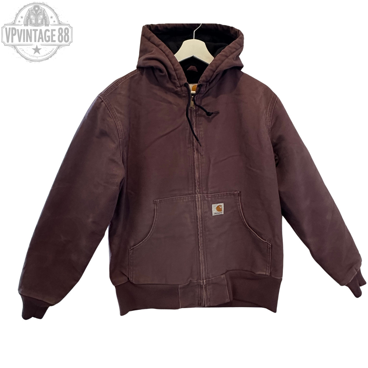 Vintage Carhartt Women’s Purple Plum Canvas Hooded Bomber Jacket WJ130 DPM