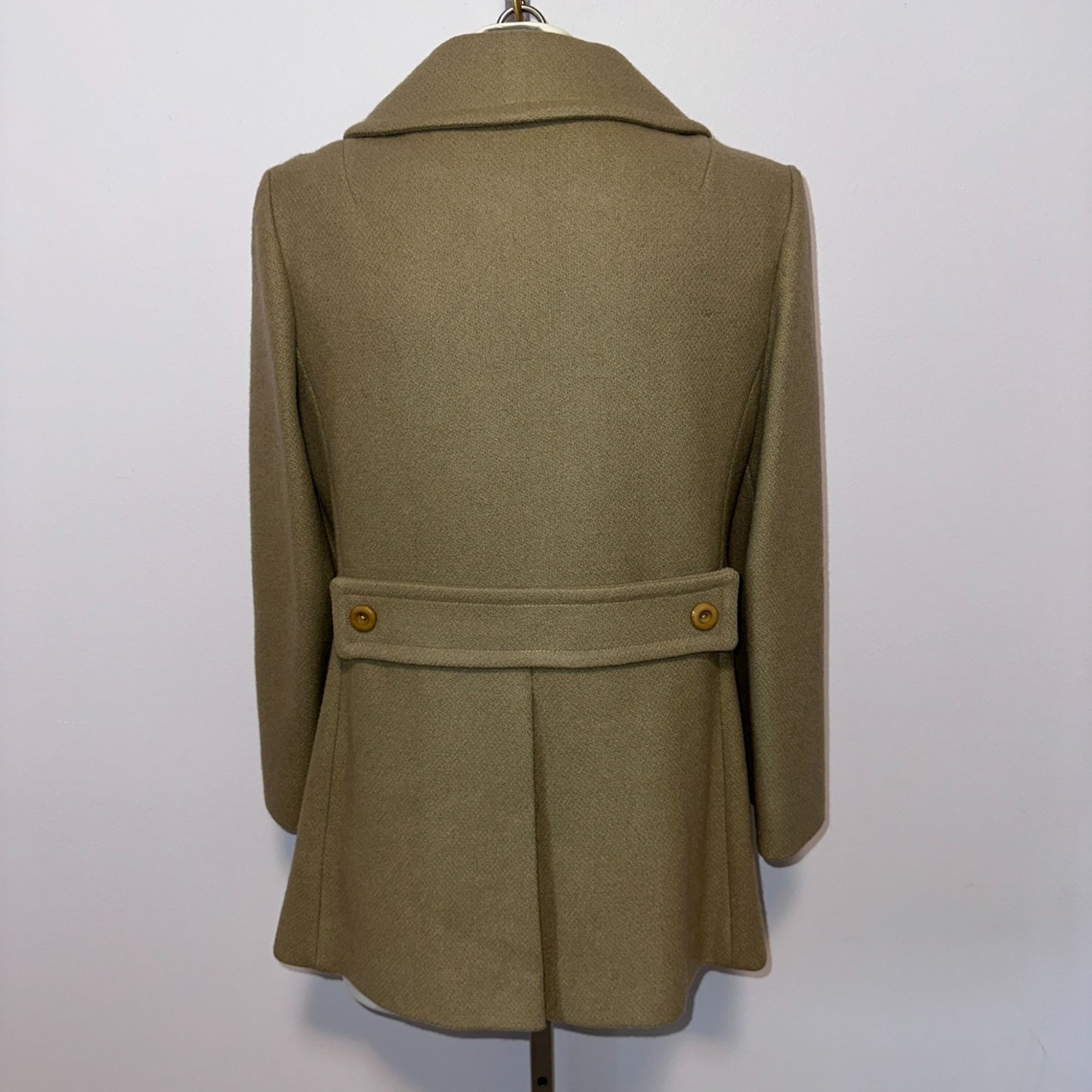 Vintage 60s Ransohoffs Wool Pea Coat Tan Khaki Double Breasted Jacket Medium