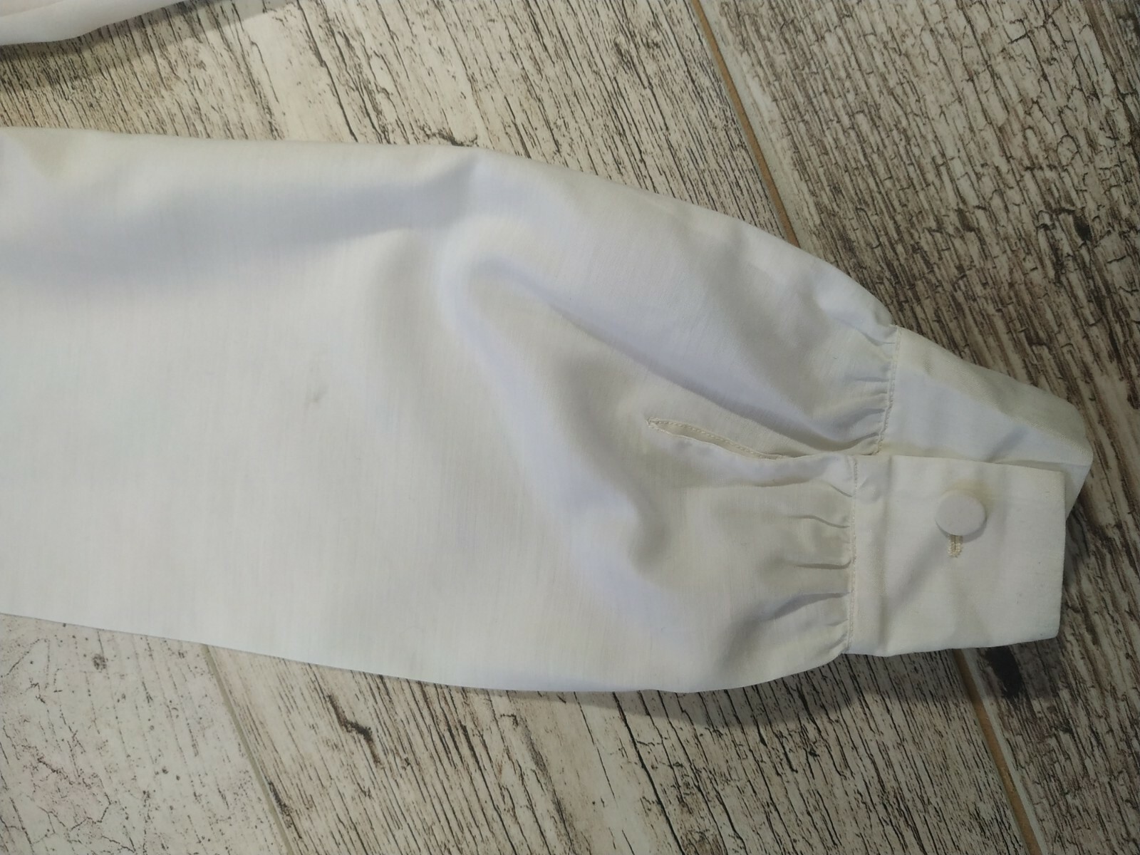 VINTAGE 60’s White Polyester Blend Blouse Embroidery Tramo Switzerland Size 38