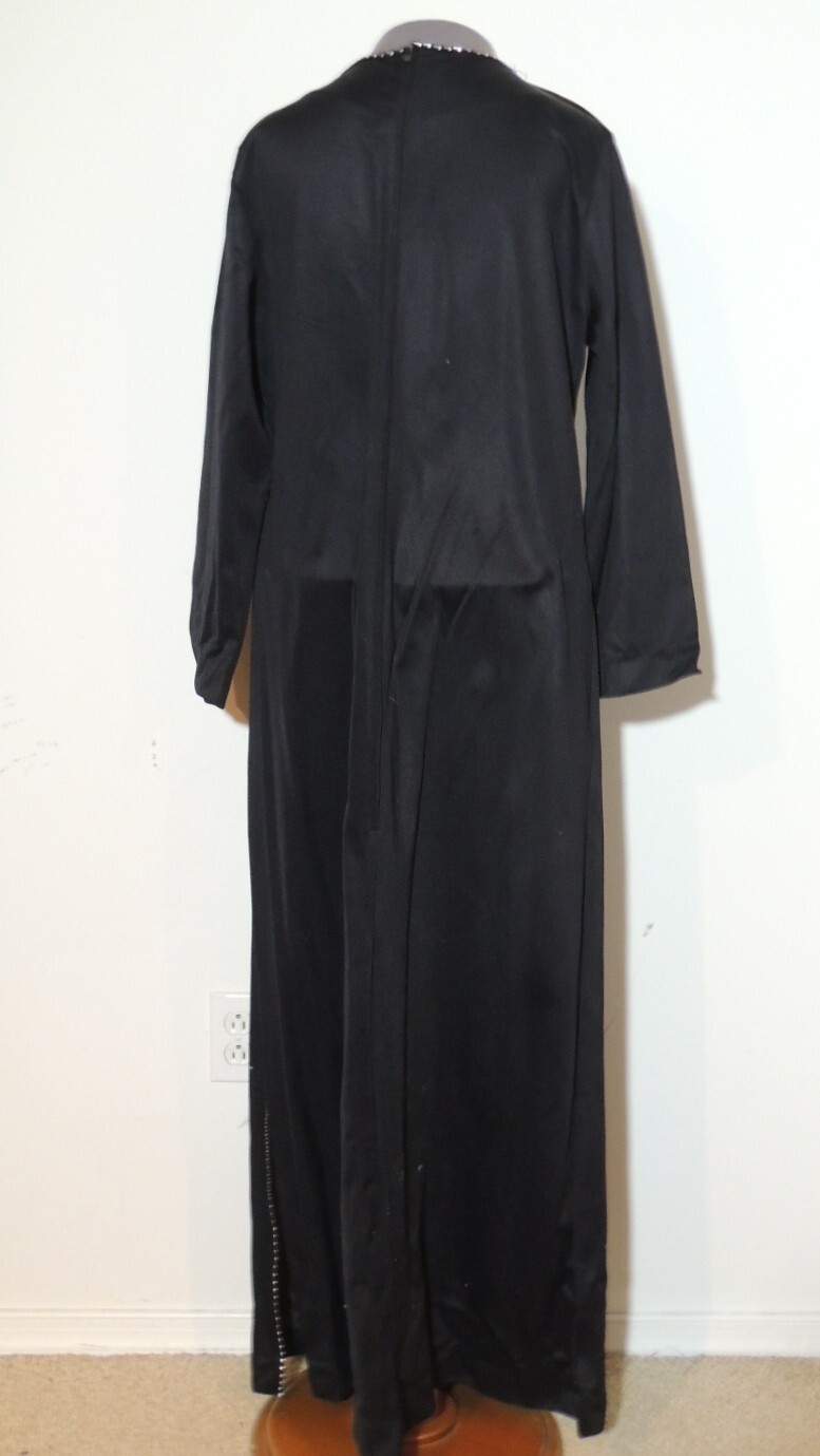 Sexy Black At Home Wear / Van Raalte Lounging Dress w Waist High Side Slit M