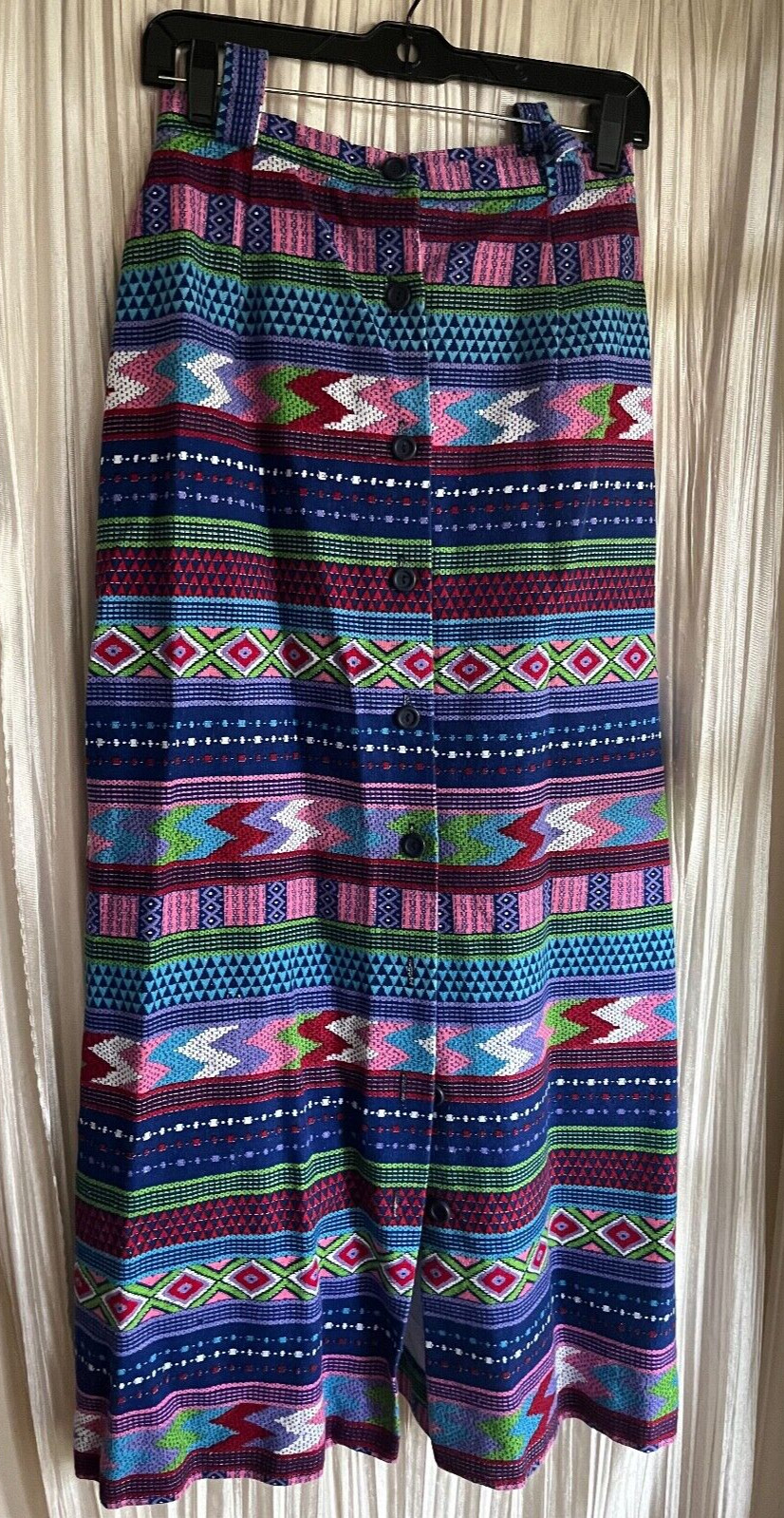Vintage Prestige Boston maxi skirt Southwest pattern button front S/M unlined