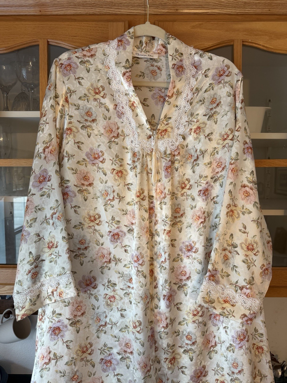 Vintage Christian Dior Long Satin Night Gown Robe