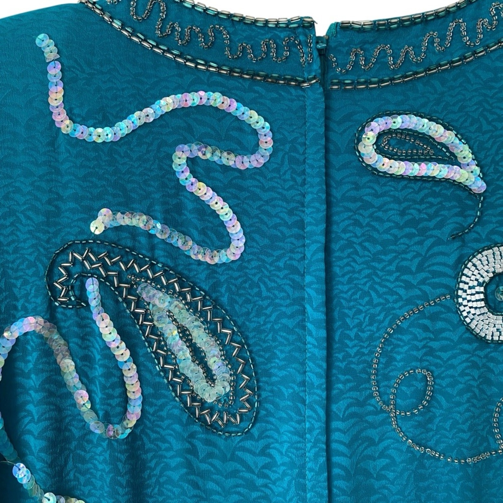 Vintage Francesca of Damon Starington Neiman Marcus Silk Sequin Beaded Dress