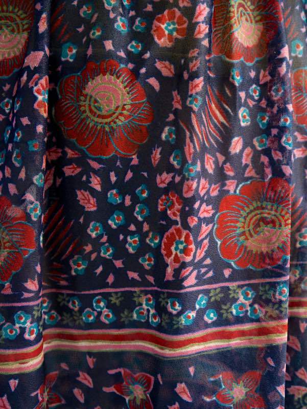 VTG 70s Tabby Hippie Festival Boho Peasant Dres Elastic Off Shoulder Collar L