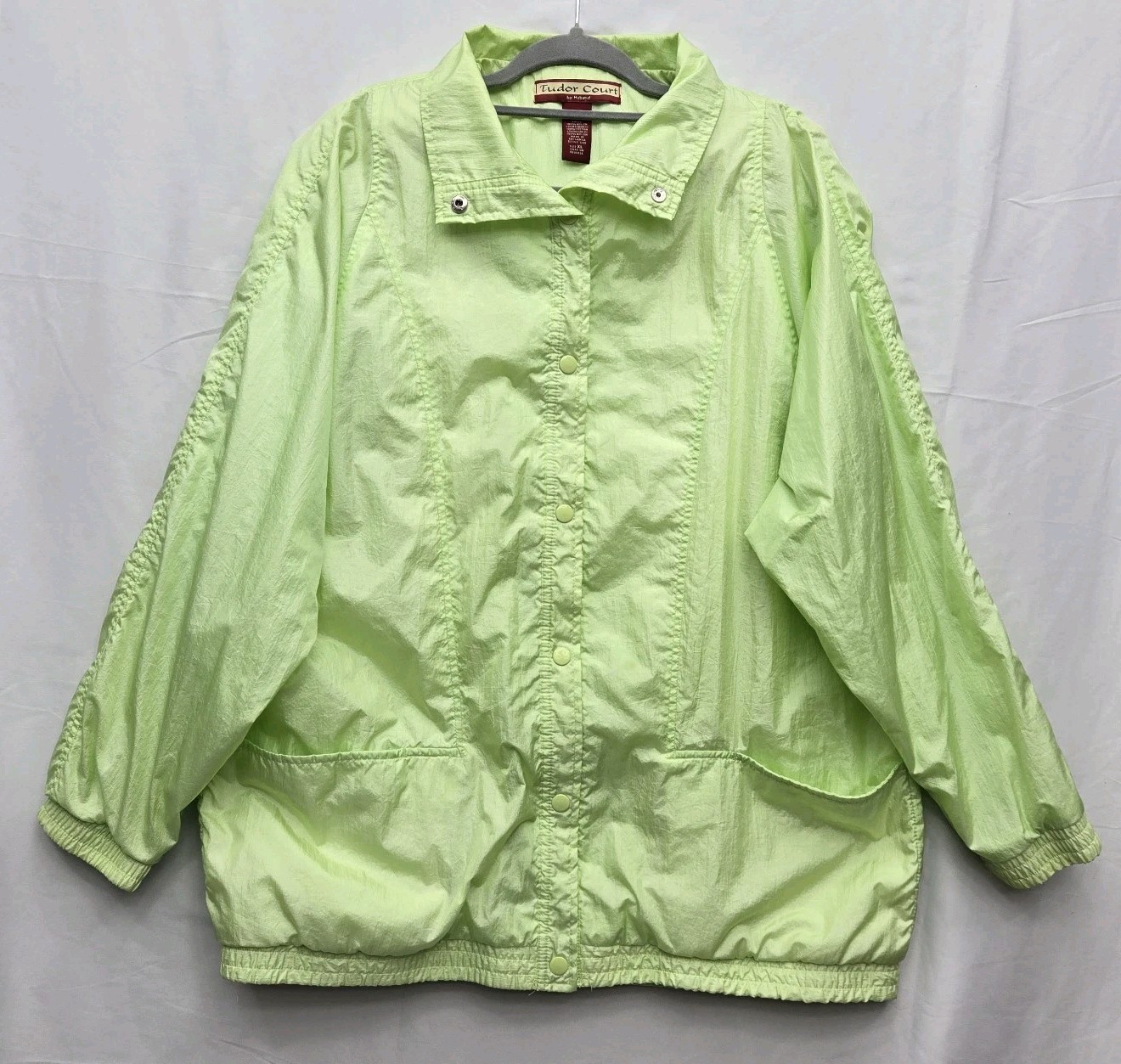 Vintage Tudor Court Neon Lime Green Windbreaker Jacket XL