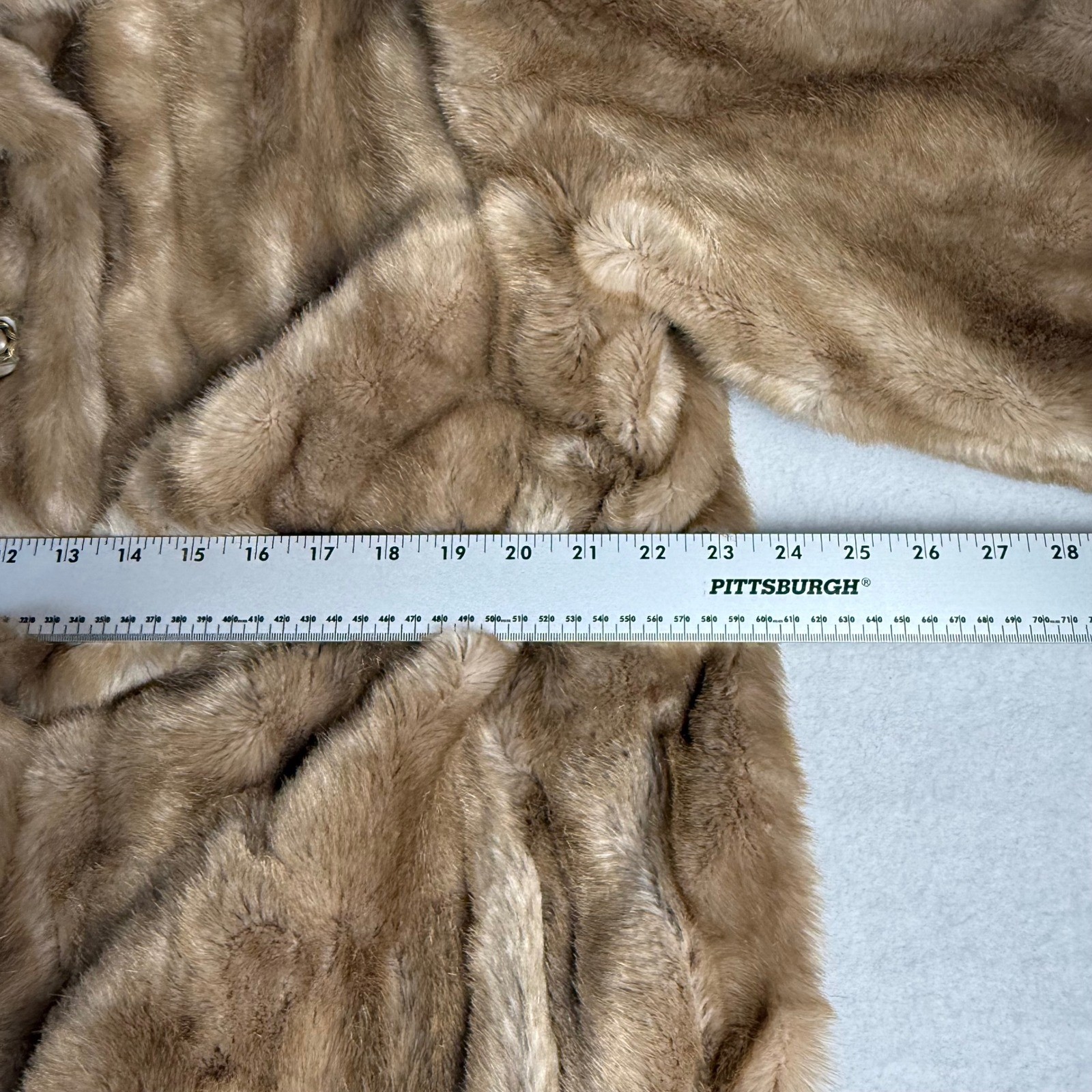 Russel Taylor Mincara Faux Fur Coat Womens Camel Tan Vintage Mid Length