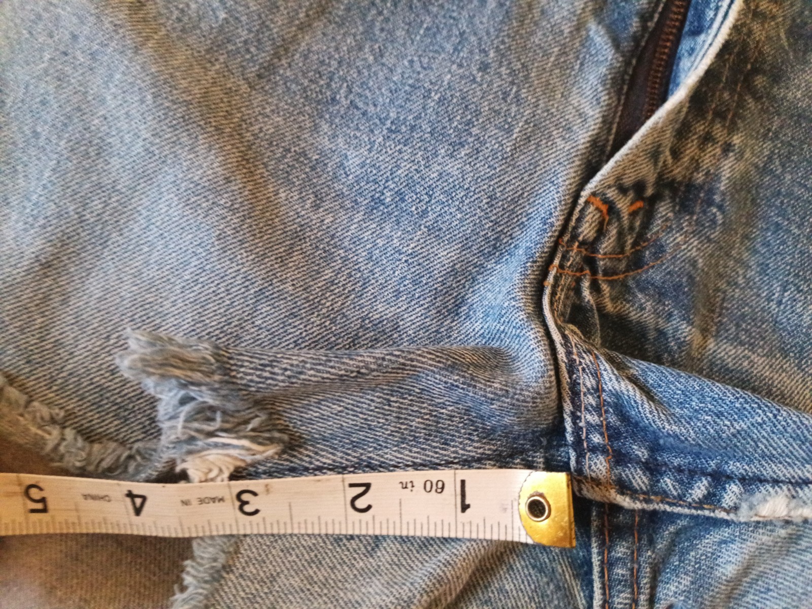 Vintage Levi’s Big E Orange Tab Denim Jean Shorts Talon 42 Zipper