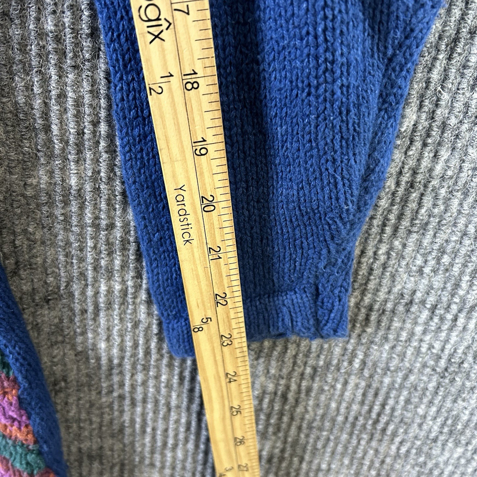 Vintage Erika II Sweater Women’s 3X Hand Knit Blue Red