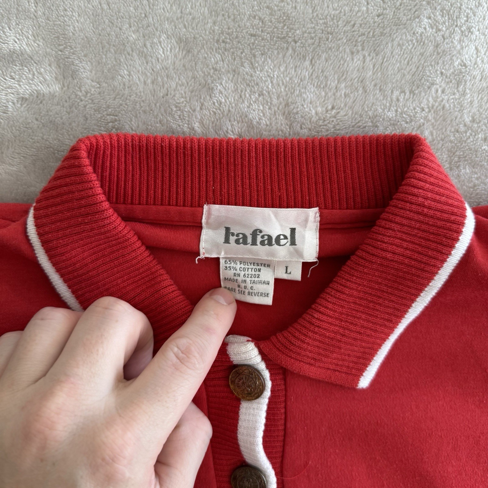 Vintage Rafael Women’s Sailing Shirt With Buttons Size Large Red