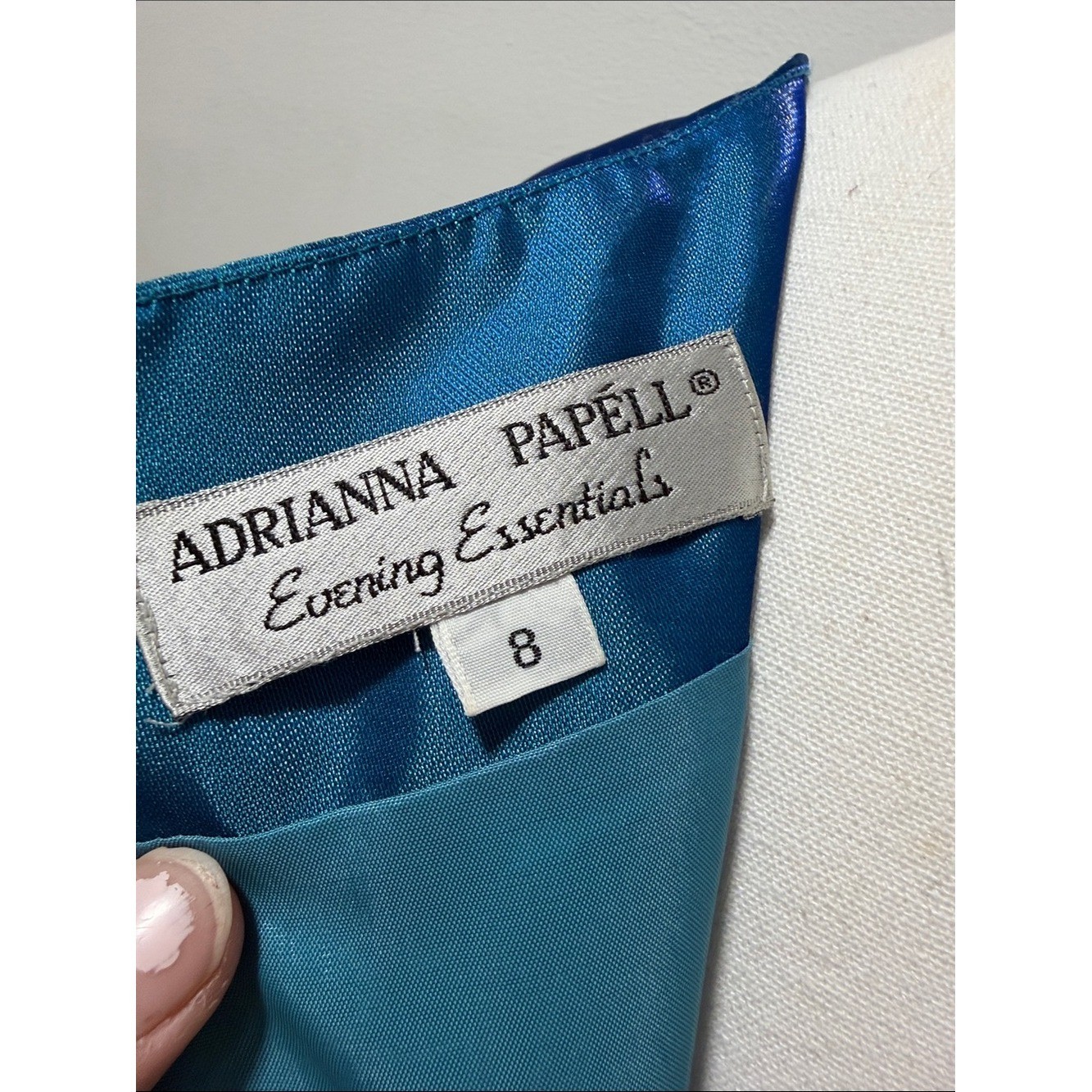 VTG Adrianna Papell Satin Square Neck Dress Coquette Princess Babydoll 8 Evening