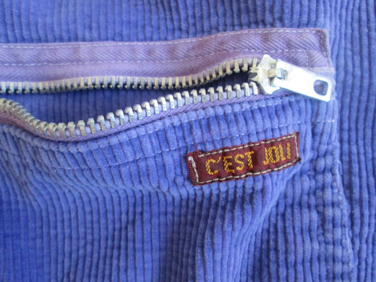 VTG C’est Joli Bibs Overall Jumpsuit Romper 26×24 Purple Corduroy Juniors/Youth