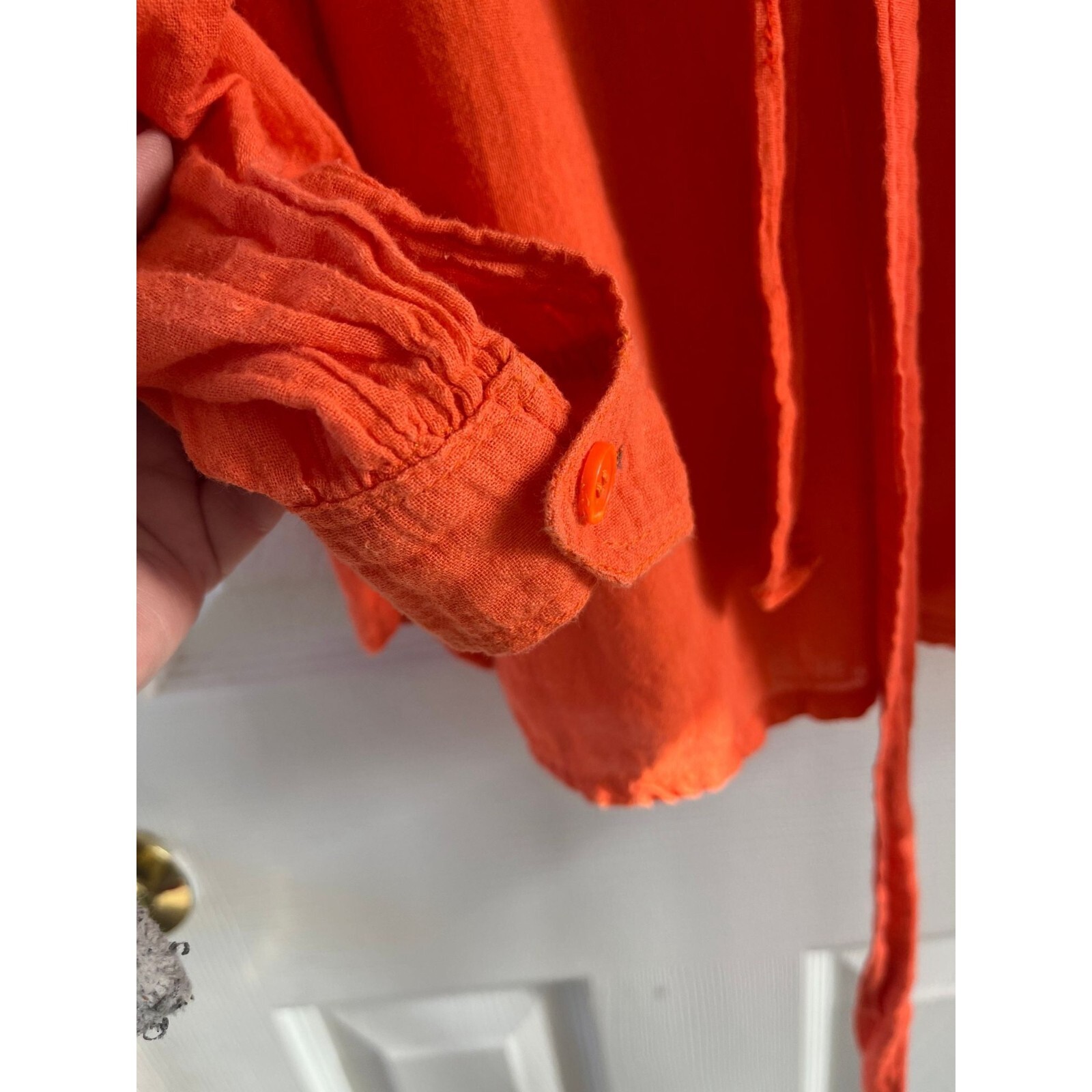 Vtg 1973 Orange Cotton Blouse Grecophilia Made In Greece 100% Greek Cotton