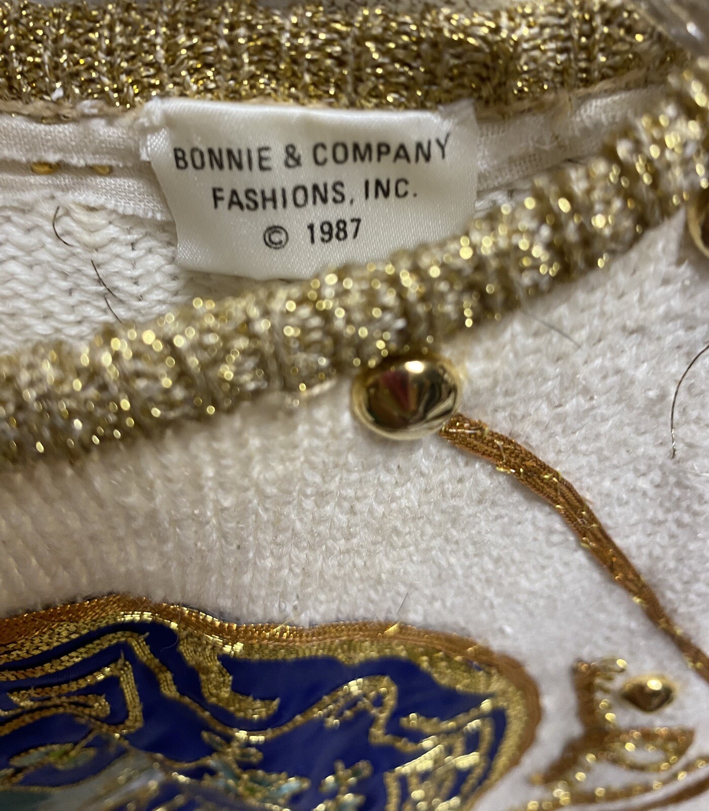 Absolutely Fabulous 1987 Gold Embellished Bonnie & Company Fashions Inc Sweater