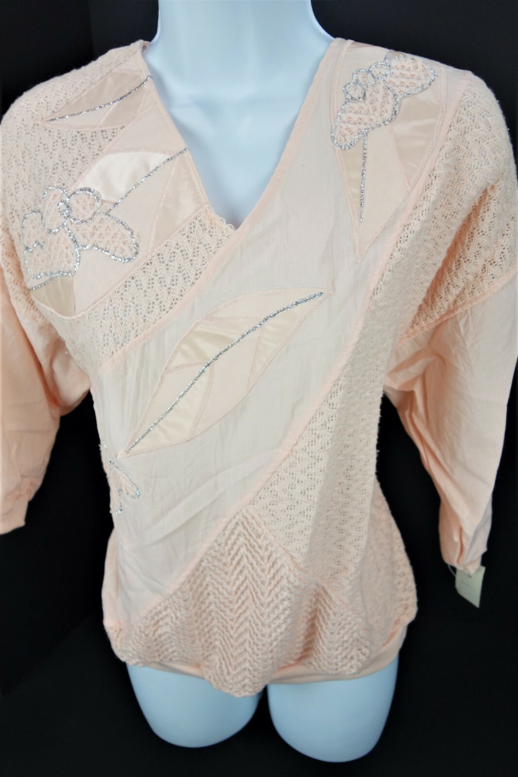 Large Shenanigans Peach Vtg 80s Retro Top Pullover Shirt New DeadStock