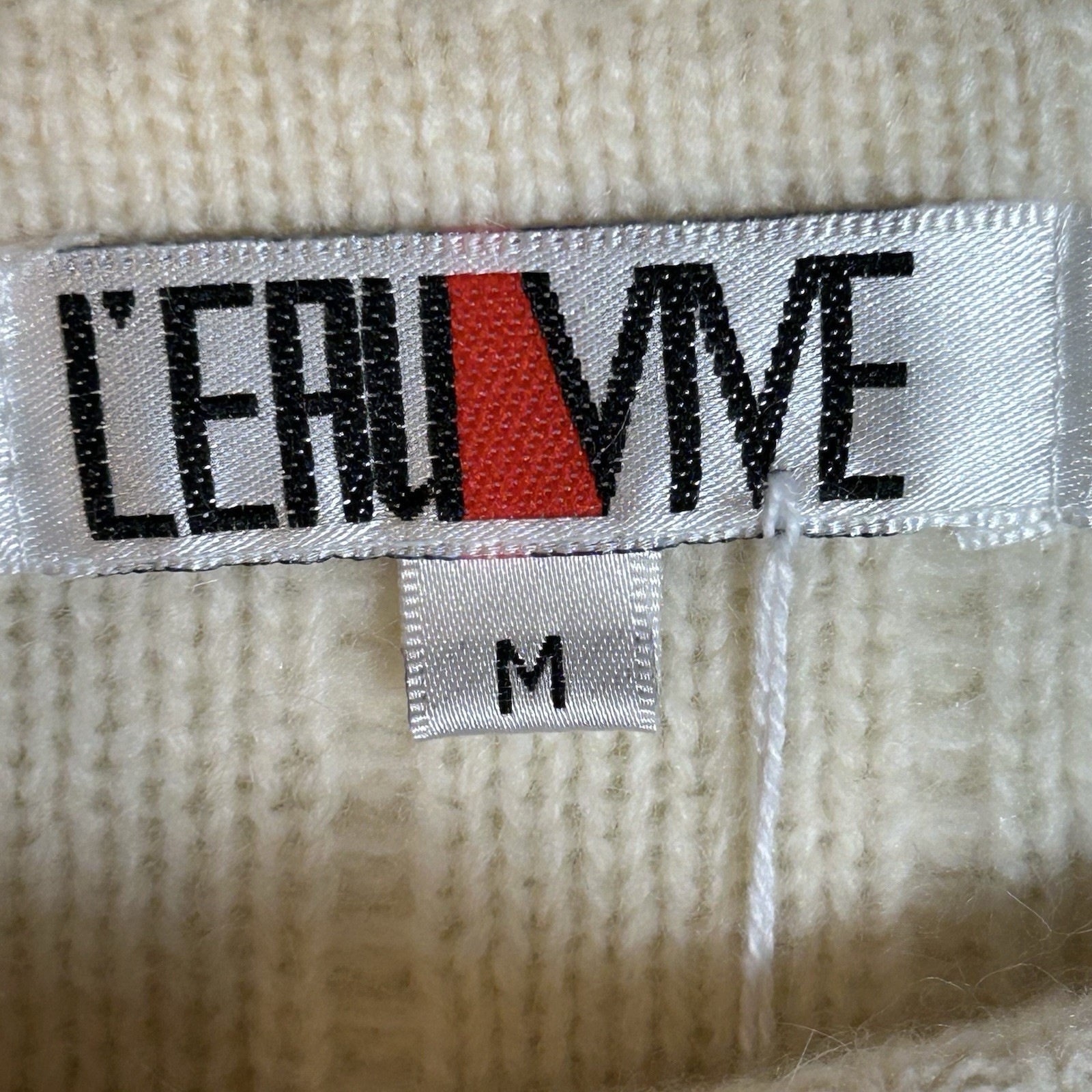 Vintage L’Eau Vive Sz M Cream Pearl Embellished Sweater Lambswool Angora Rabbit