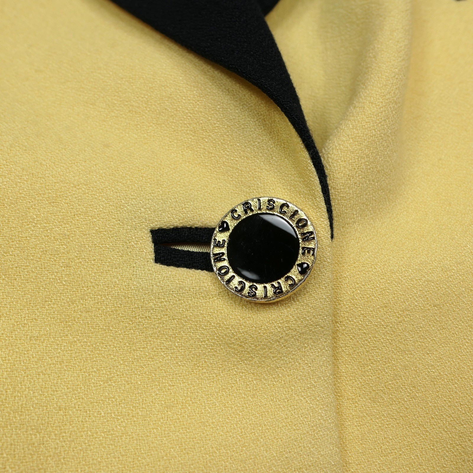 VTG Criscione x Cache Yellow Crepe Colorblock Power Blazer Women M Oversized 80s
