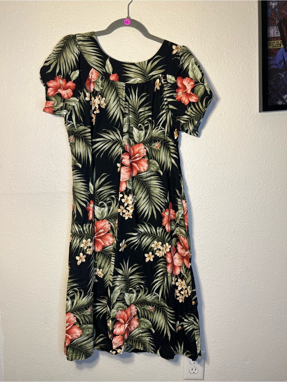VTG Puanani RJC Dress Tropical Floral Hibiscus Hawaiian Luau Resortwear L W140S