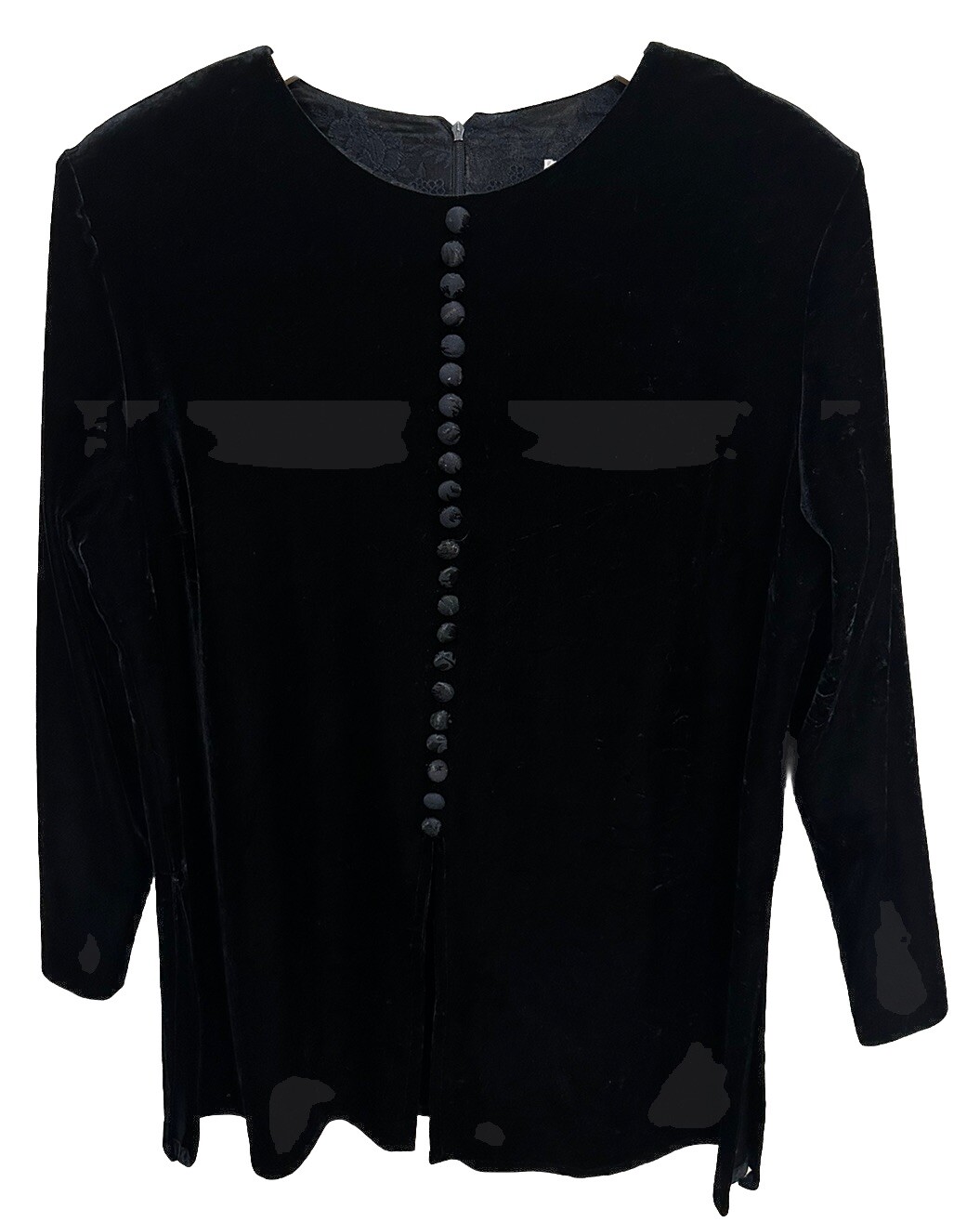 JBS LTD Women’s Top Plus Size 20W Black Velvet Tunic Front Slit Elegant Vintage