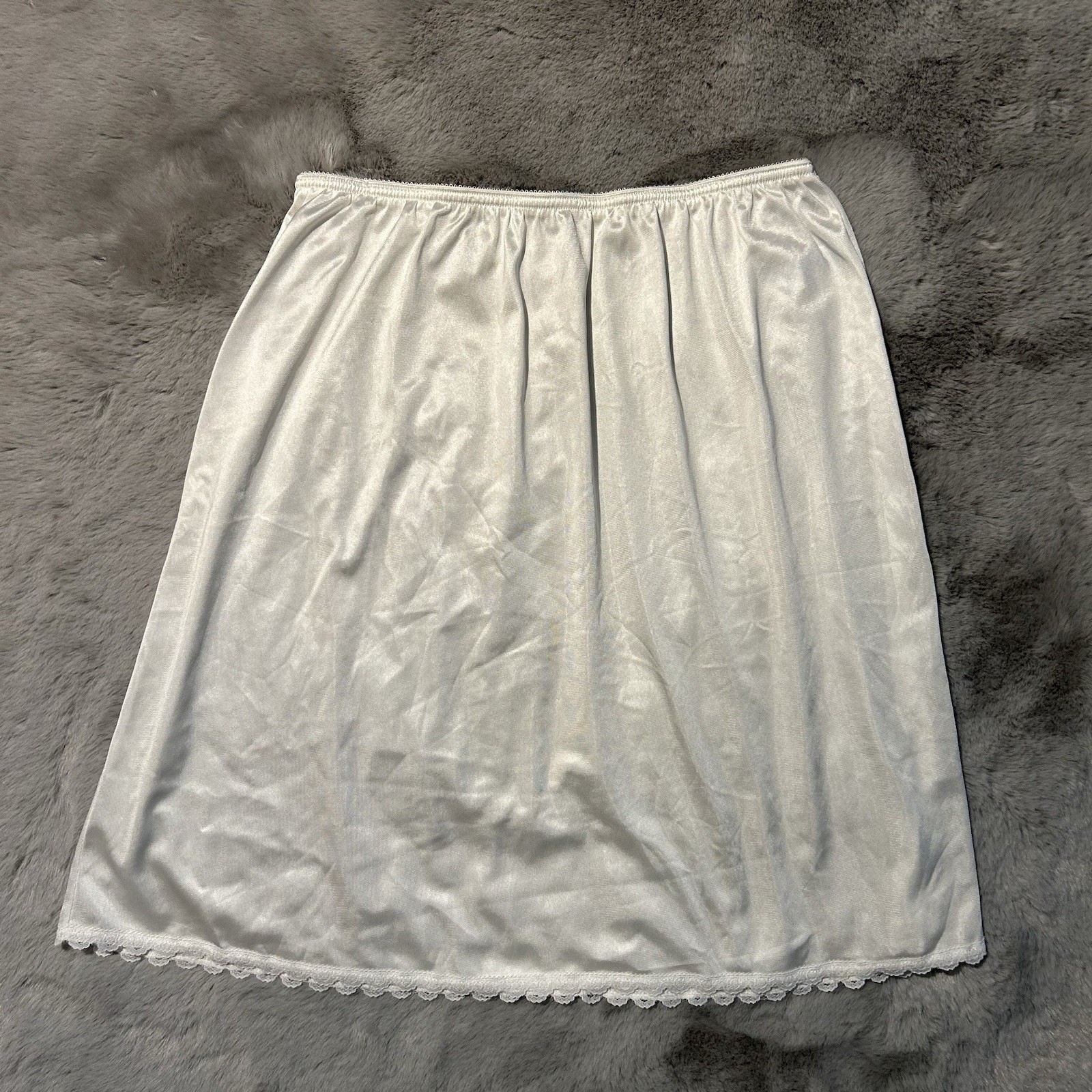 Warners Perfect Measure White Lace Trim Half Slip-Large Made in USA