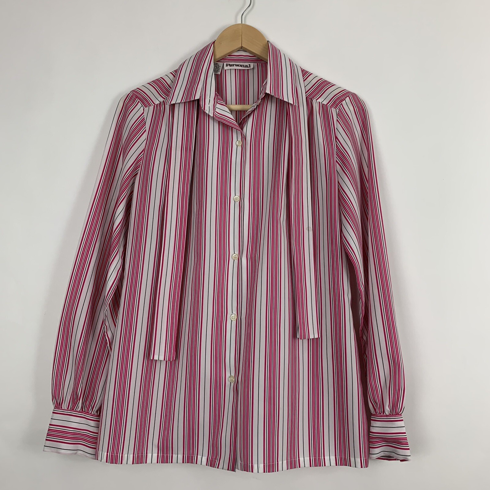 Vintage 90s Personal Womens Medium Pink Vertical Striped with Matching Tie Scarf
