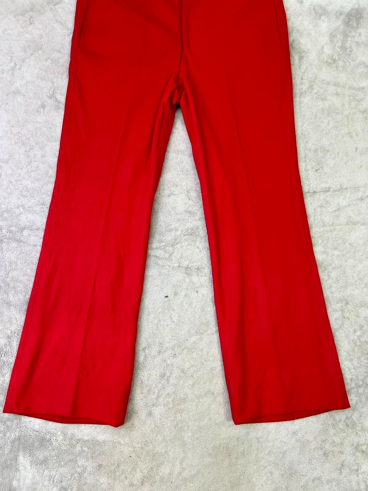 Vintage Alexander Shields 38 Red Polyester Flared Trousers 70s Bell Bottom Pants