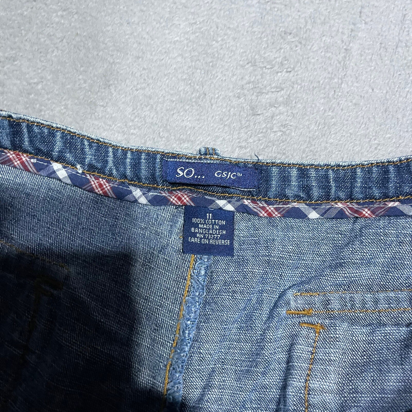 Vintage SO GSJC Denim Shorts Womens 11 Blue Cotton Baggy Flap Pocket