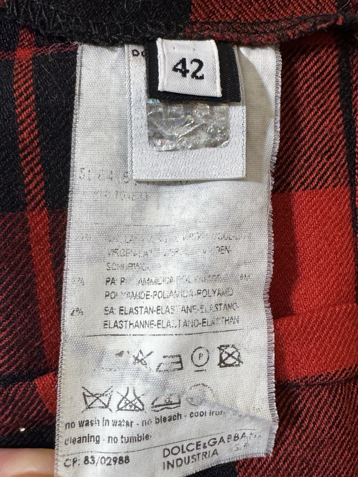 D&G Dolce Gabbana Red Black Plaid Wool Shirt Dress IT 42 US 6
