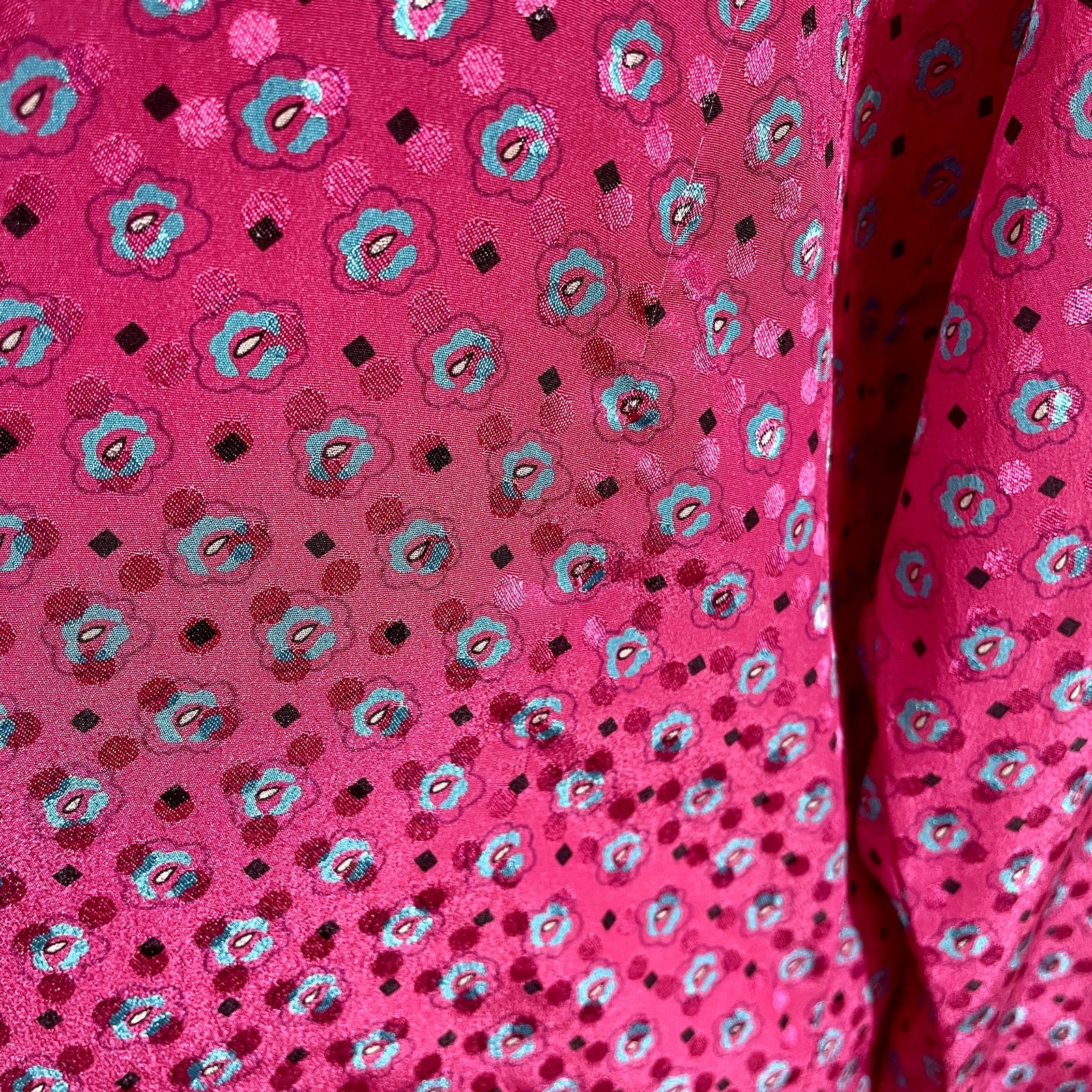 Vintage 80s Halston III Pink Floral Lapel Collar Blouse Women’s Long Sleeve; Lrg