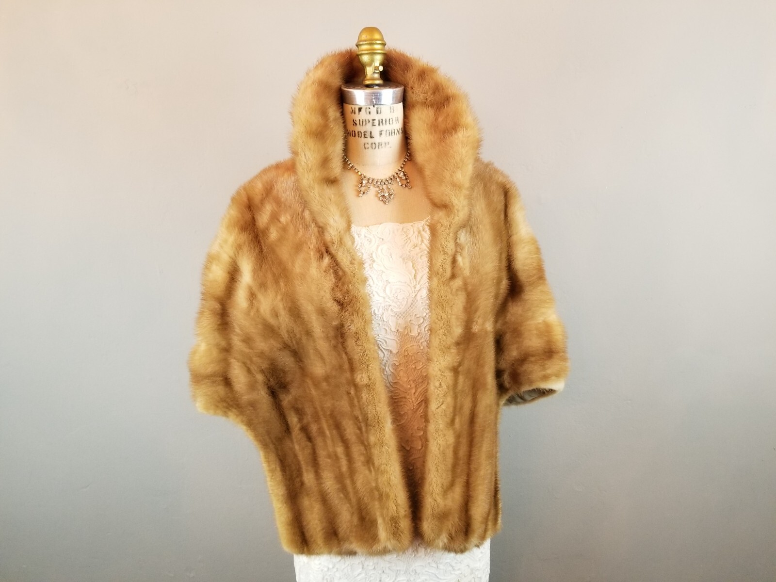 Vintage Golden Mink Stole Fur La Belle Furs * Bridal Mink Cape Capelet * 1930’s