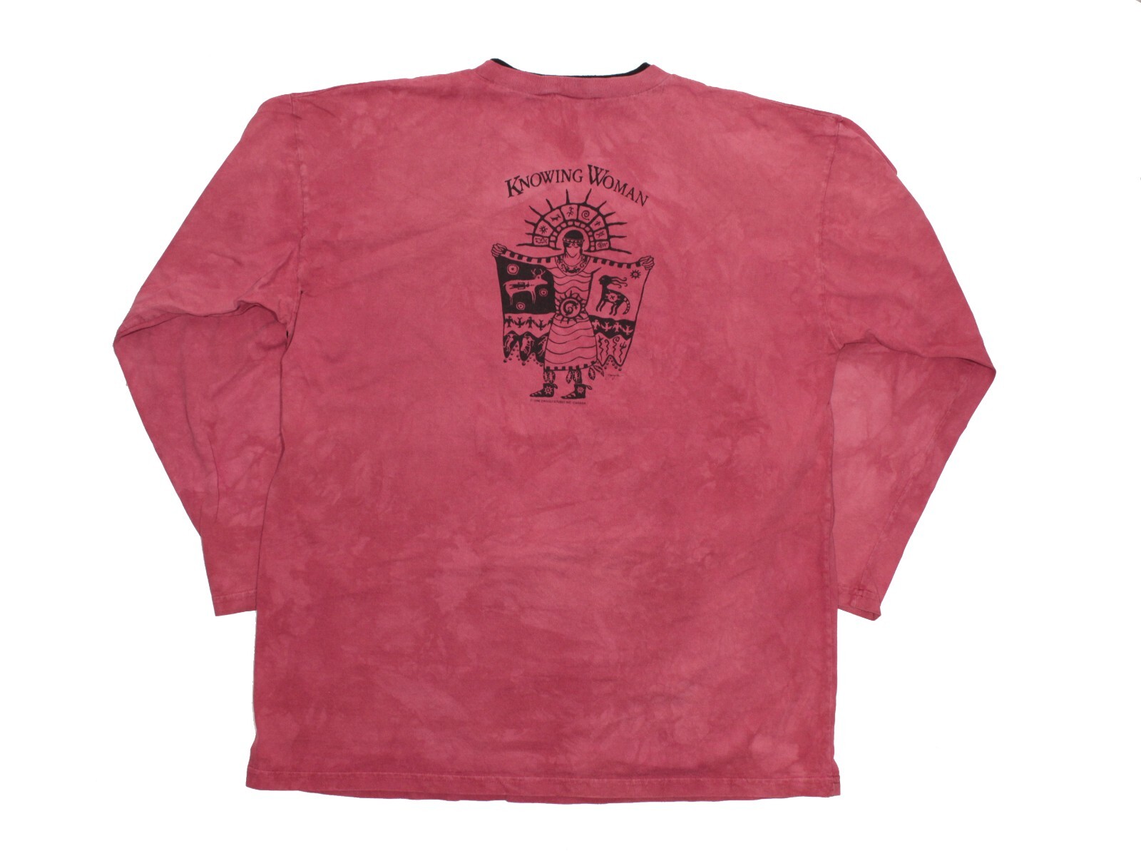 DAGOLI Vintage T Shirt XL Pink Long Sleeve Knowing Woman 1996 Made in Canada