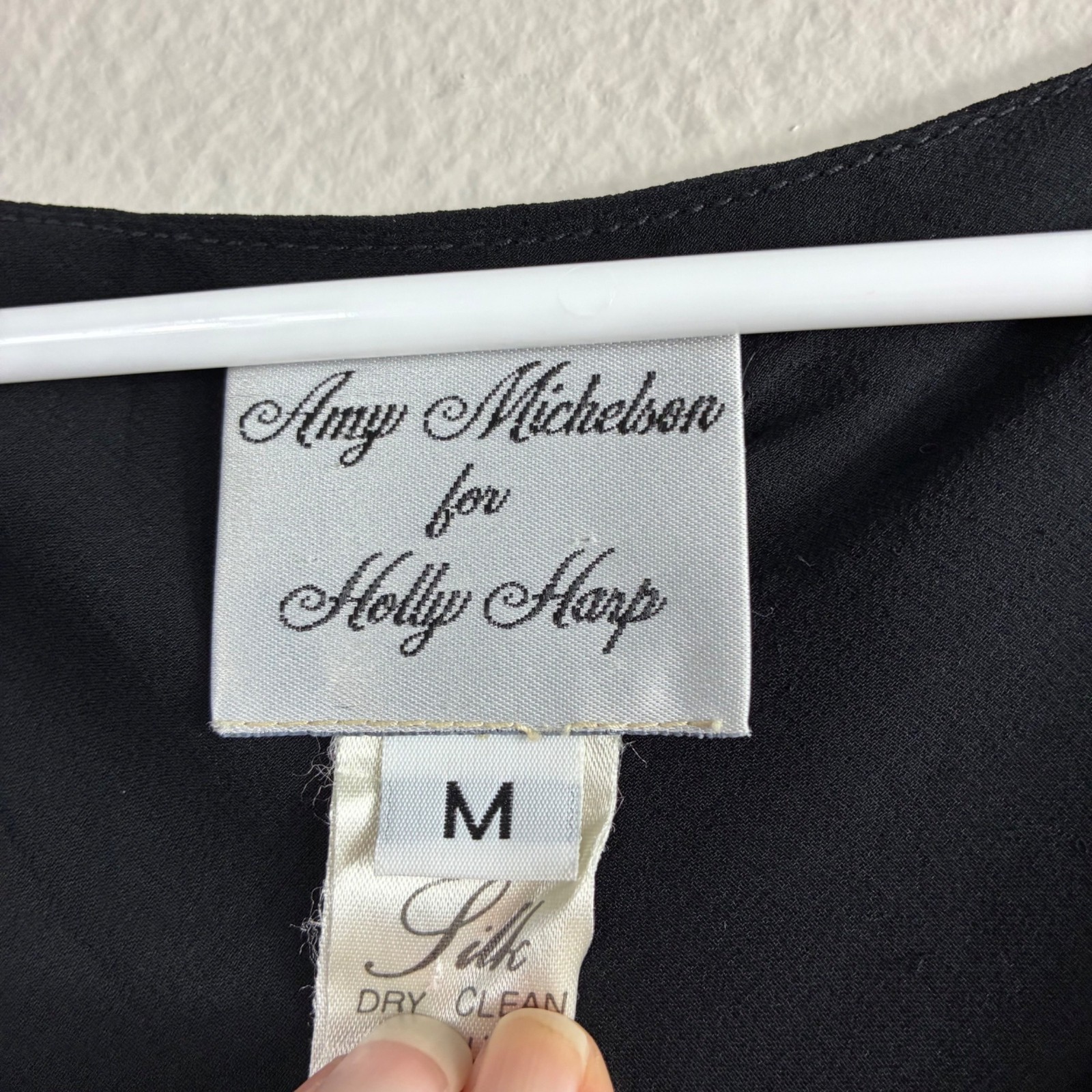 VTG 90s Amy Michelson for Holly Harp Silk Asymmetric Tiered Dress M Black Ivory