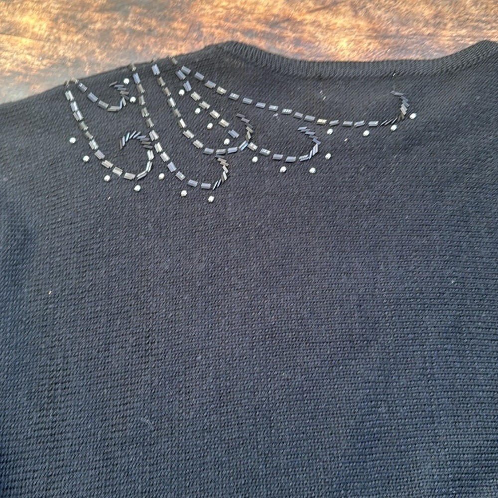 Draper’s & Damon’s pullover black beaded Sweater size extra Large long sleeve