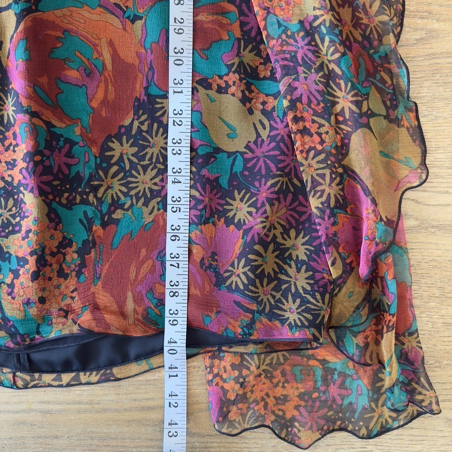 VTG Holly Harp 100% Silk Chiffon Tiered Ruffle Long Sleeve Floral Dress-Size Med