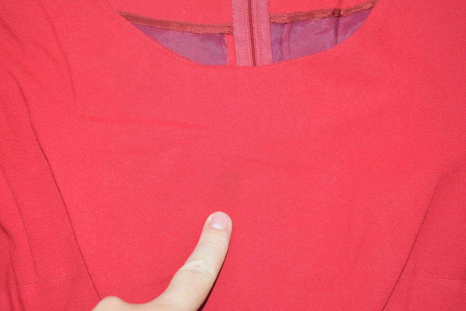 Vintage 60s Dress Womens Small Red Wool House Day Belted Midi 1/2 Sleeve