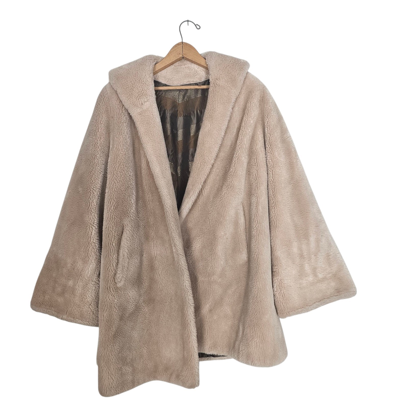 Vintage 1950s Imperial O’llegro by Sportowne Cream Faux Fur Coat Size M