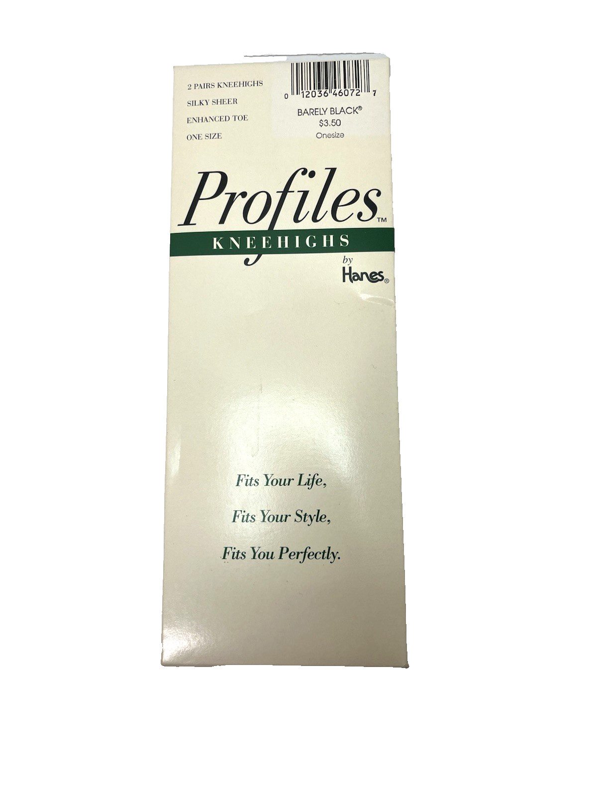Hanes Profiles Knee Highs Barely Black 2 Pair Silky Sheer Enhanced Toe One Size