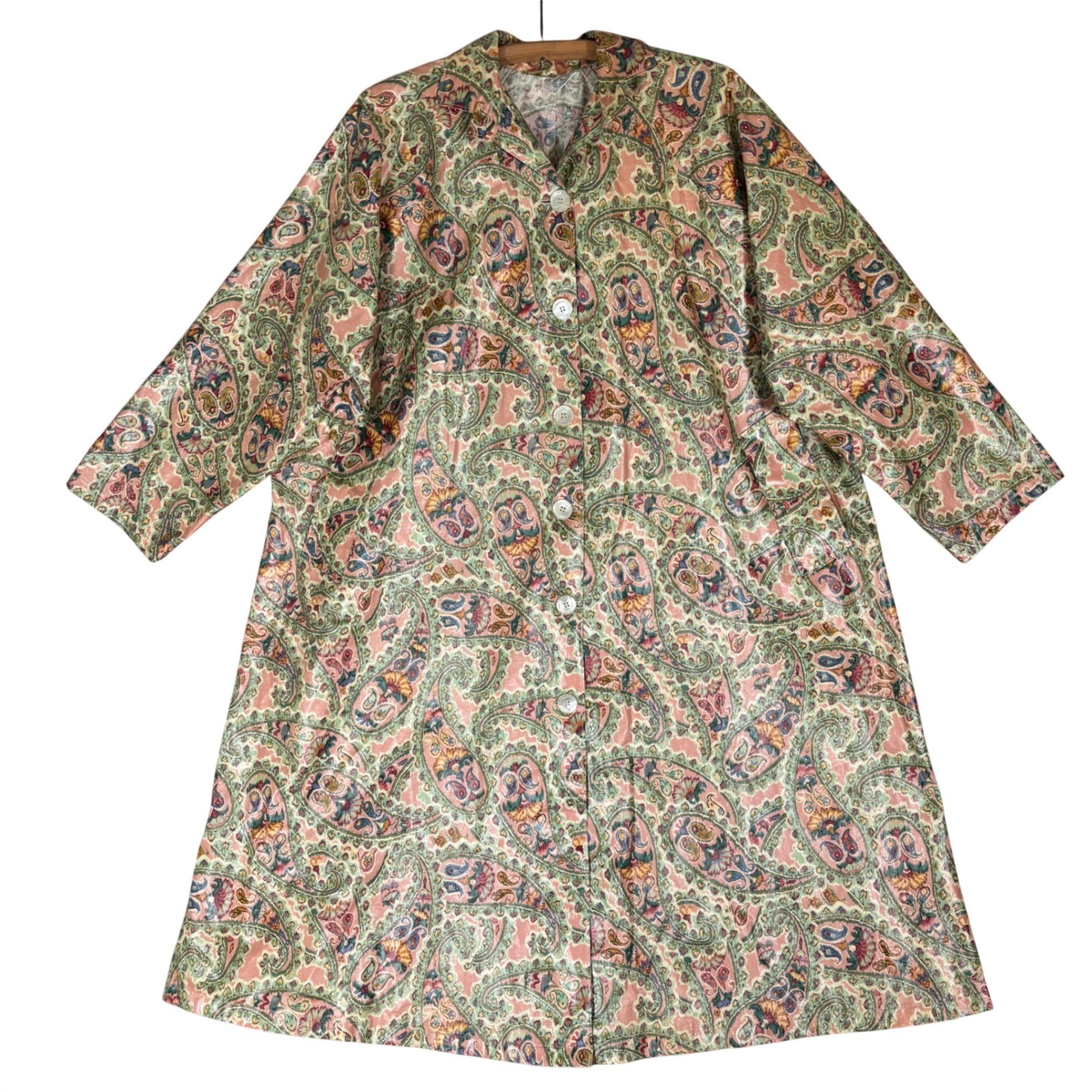 Vintage Nordic House Designs NYC Paisley Urethane Coated Cotton Raincoat S 90s