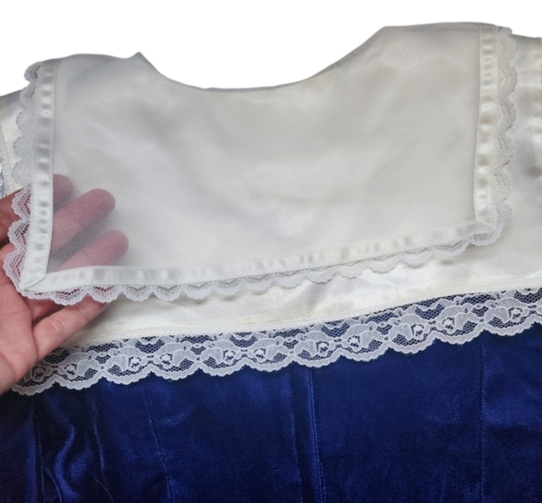 Vintage Gunne Sax By Jessica McClintock 70’s 80’s Dress Blue Velvet Size Small 5