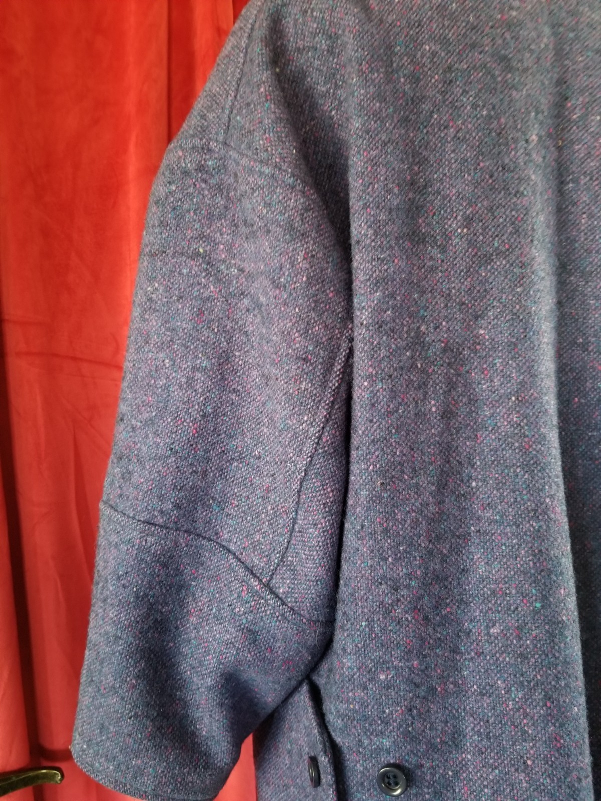 1960’s HOURIHAN Donegal Tweed Pure Wool Womens Vintage Coat Purple Ireland 14