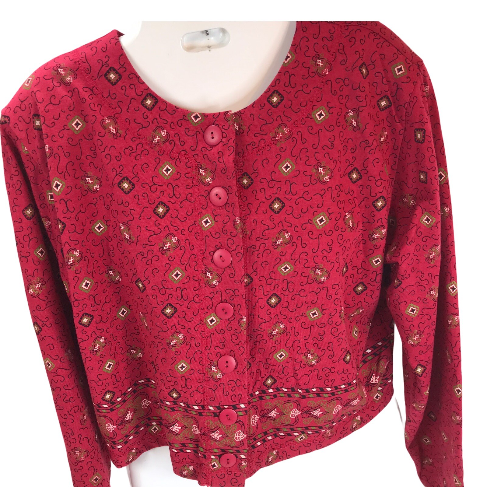 Vintage Crop Top PK Elliot Retro knit Padded Shoulders 80’s 90s Geo boho L