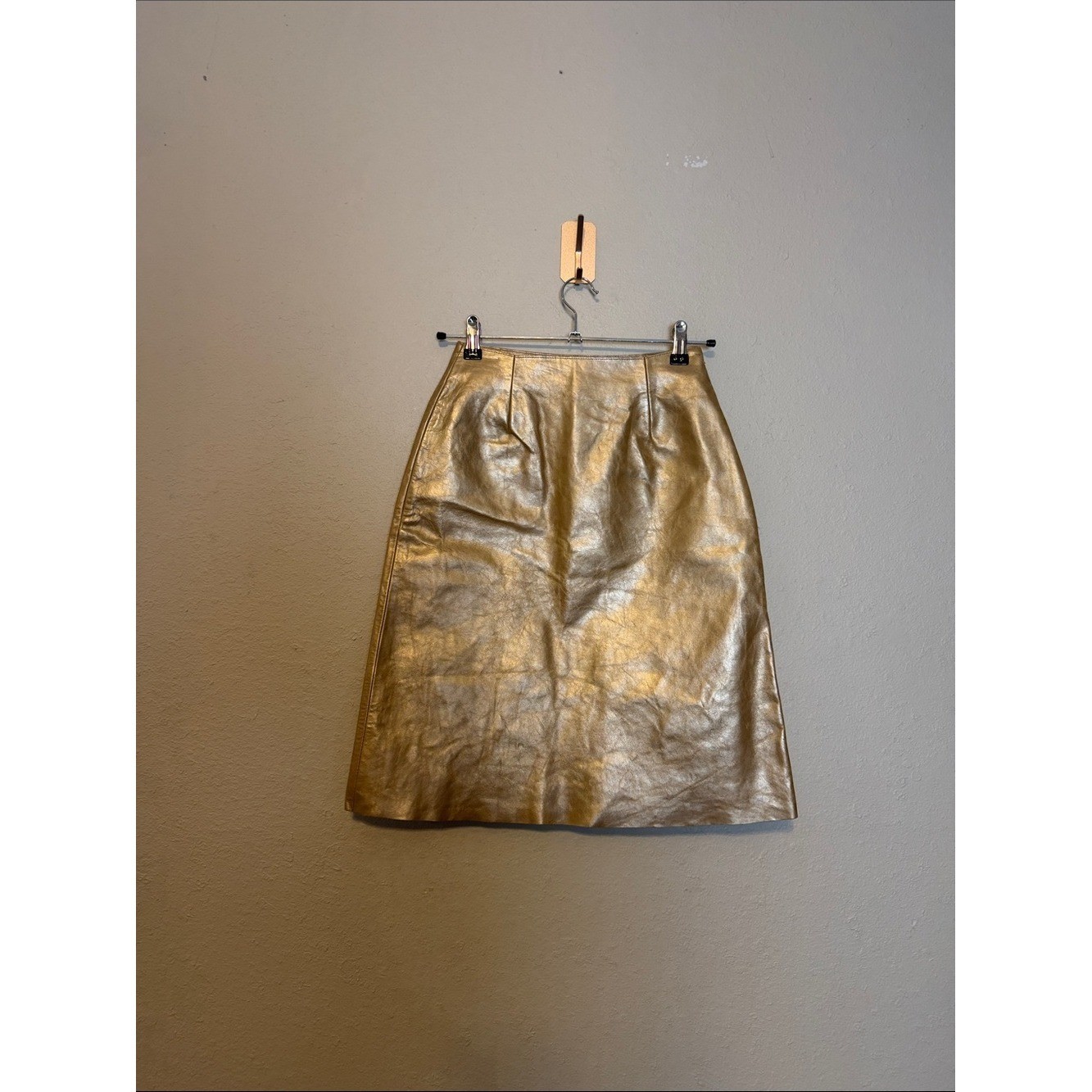 Vivienne Tam Fall 2000 gold leather skirt Size 1 Size Small NWT
