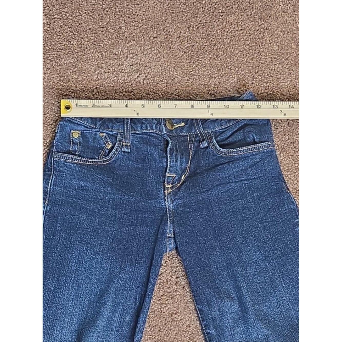 Vintage Y2K Baby Phat Silver Label Bootcut Jeans Size 1 Dark Wash Gold Cat Logo