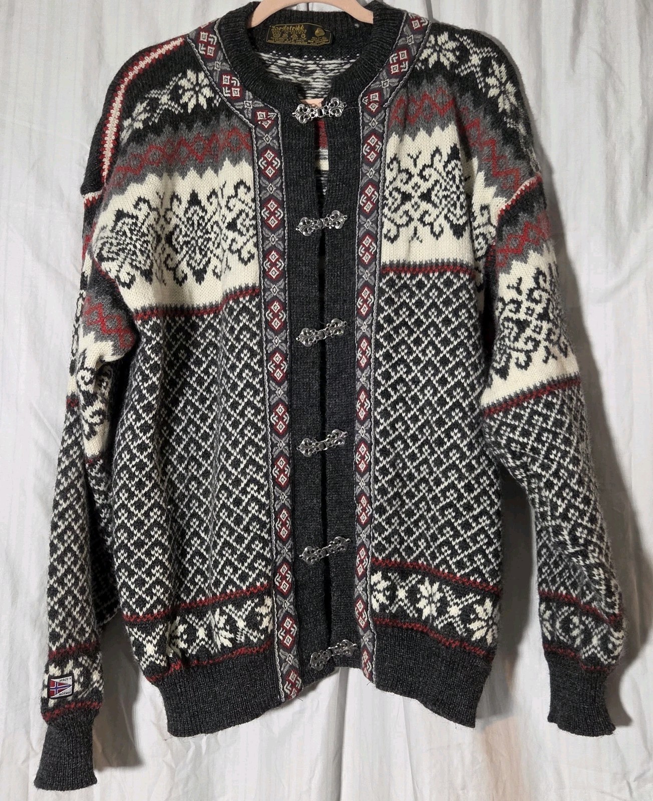 Vintage Nordstrikk 6035 Fiskarstrand Cardigan Pure 100% Virgin Wool, Norway