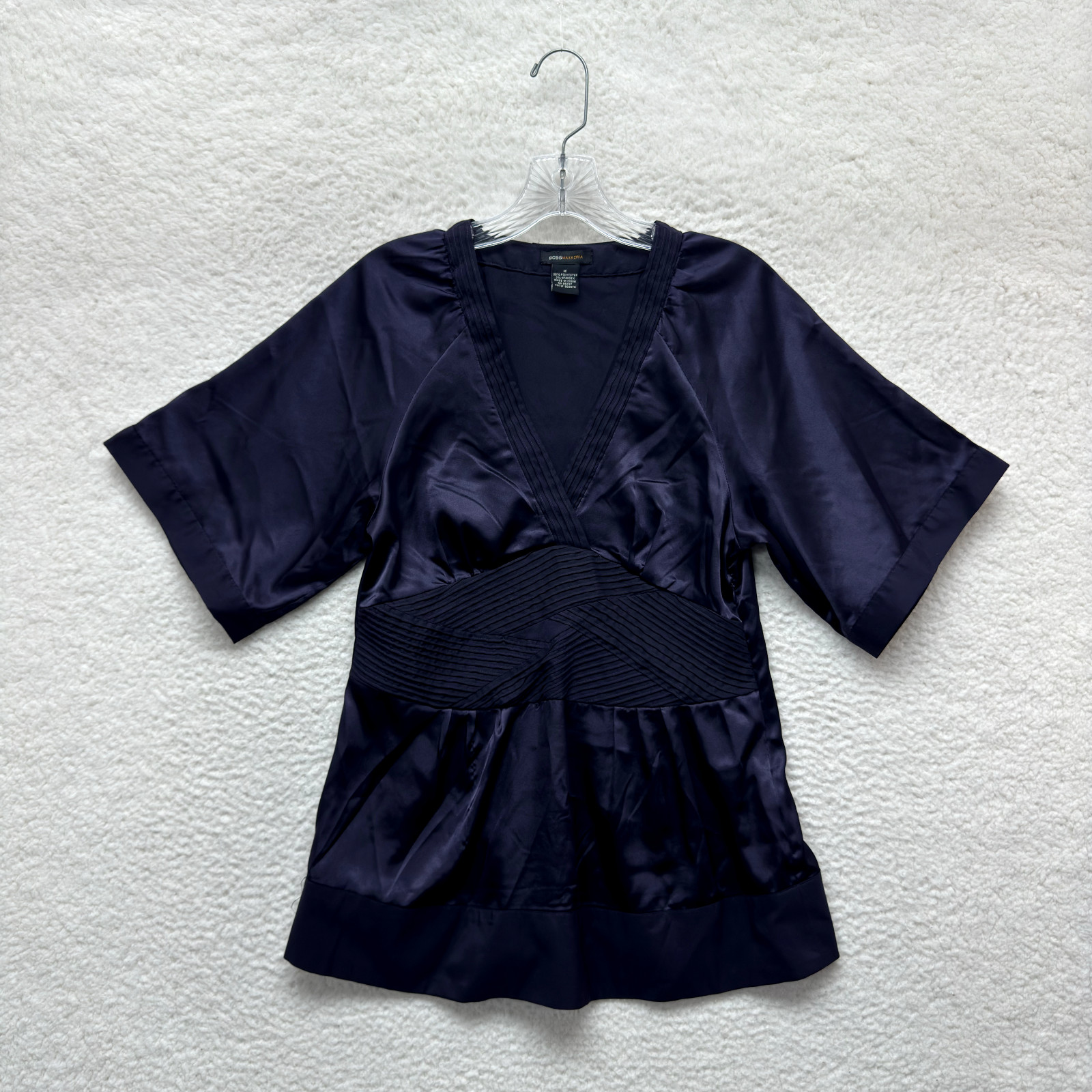 Y2K Vintage BCBGMAXAZRIA Top Medium Purple Satin Corpcore Office Boho Grunge
