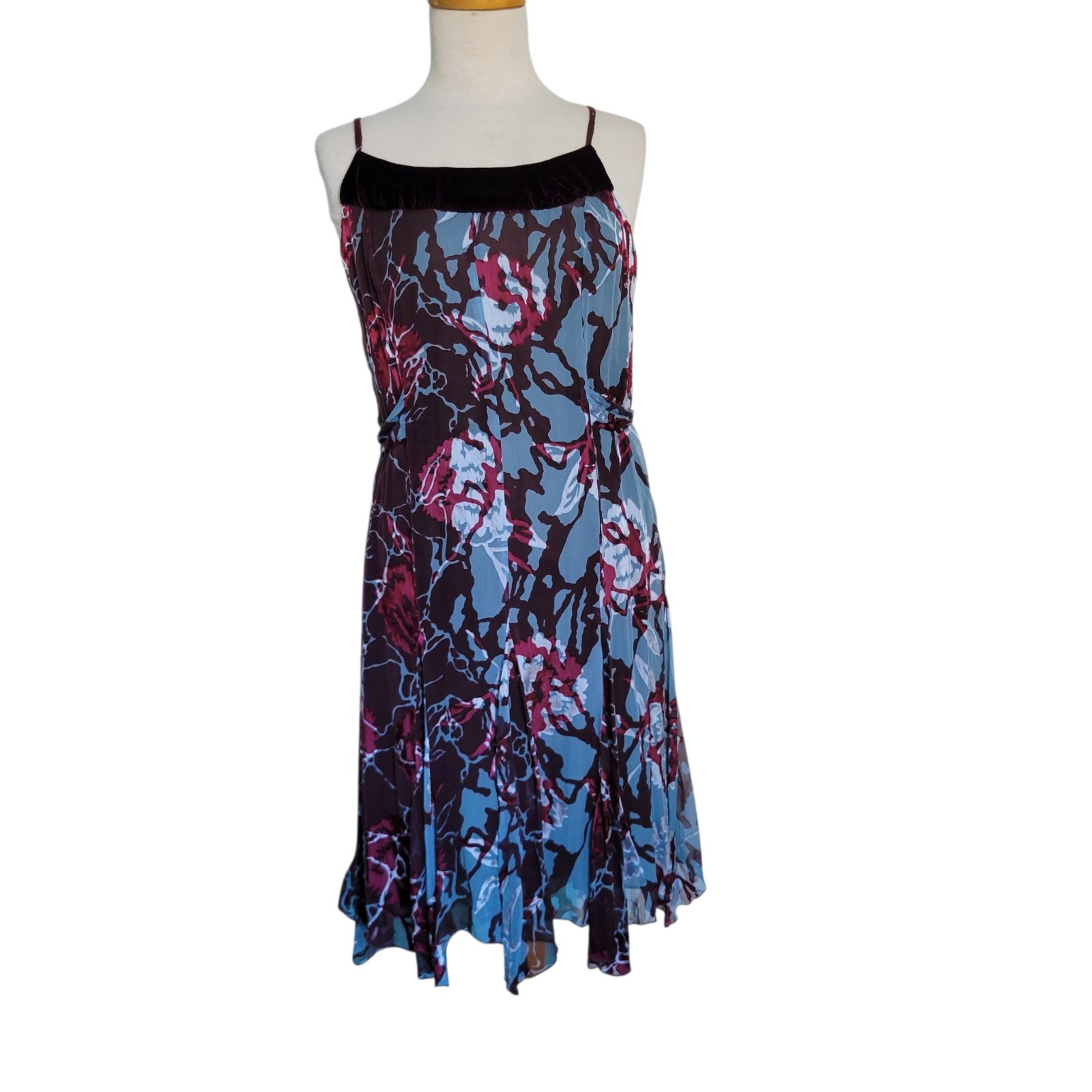VTG European 90s Monnari Silk Velvet Midi Dress Whimsigoth Fairy Grunge Med