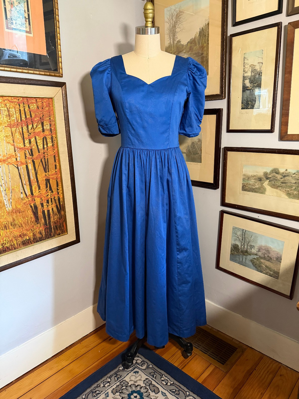 Vintage 80s Laura Ashley blue dress US10