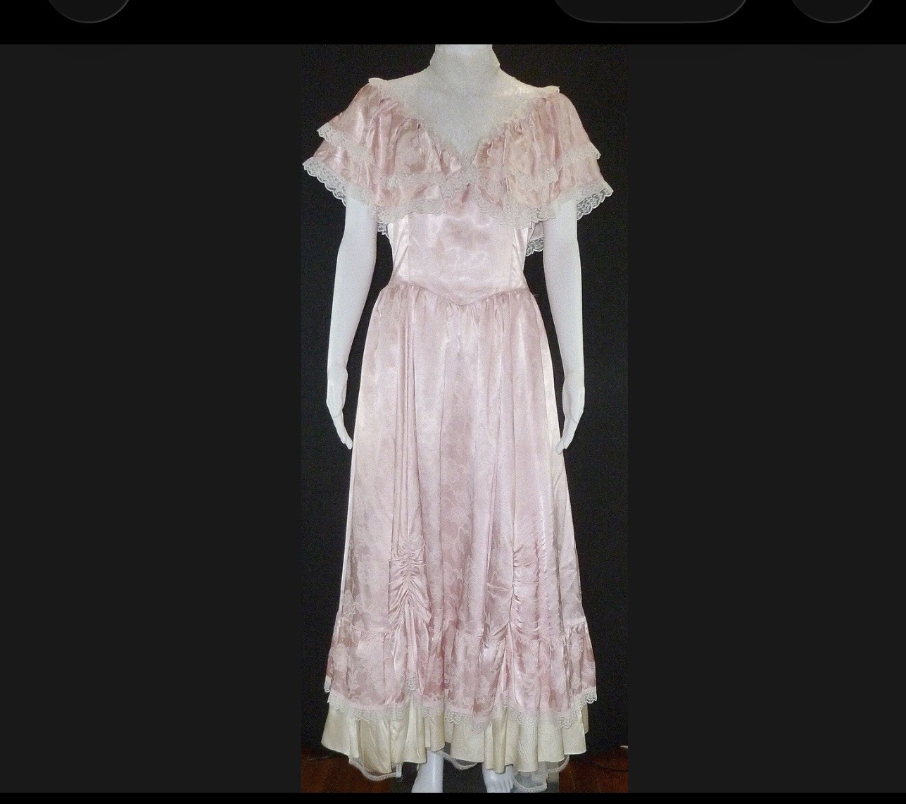 Gunne Sax Jessica McClintock Cottagecore Prairie Dress Pink Lace Victorian SZ M